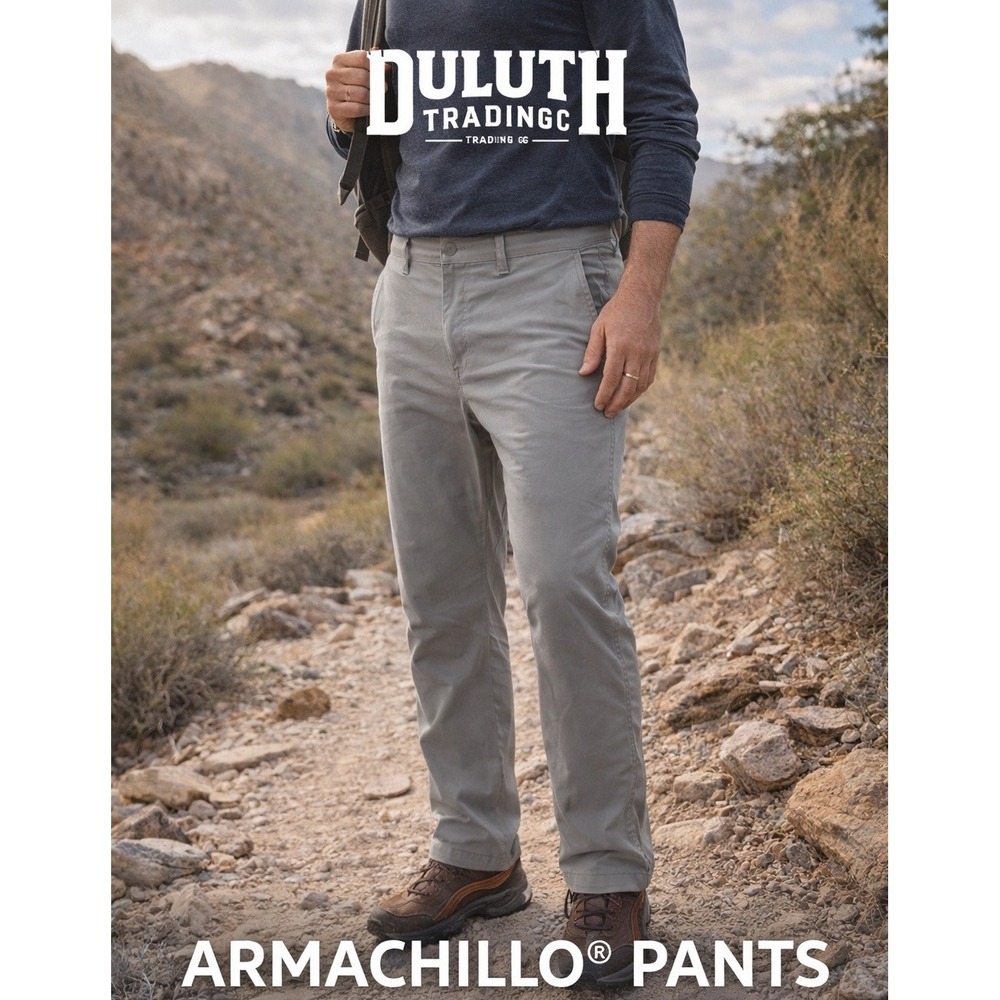 Duluth Trading Co Pants Mens 38x30 Armachillo Chino Straight Fit Grey Tech